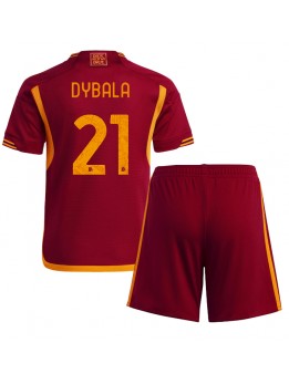 AS Roma Paulo Dybala #21 Dječji Domaci Dres kompleti 2023-24 Kratak Rukavima (+ kratke hlače)